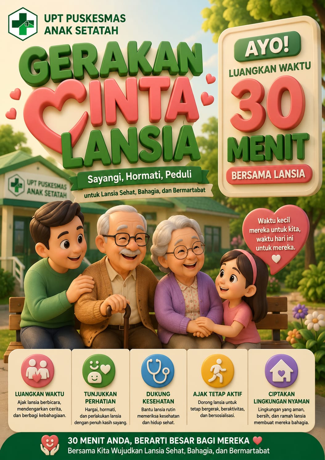 Puskesmas Anak Setatah Galakkan Gerakkan Cinta Lansia