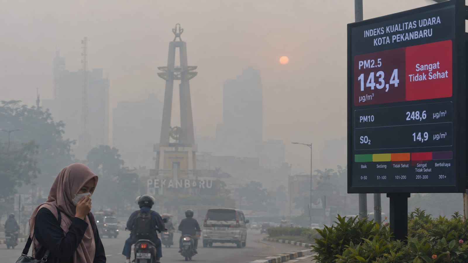 Kualitas Udara Pekanbaru Memburuk, PM2.5 Capai 143,4 µg/m³