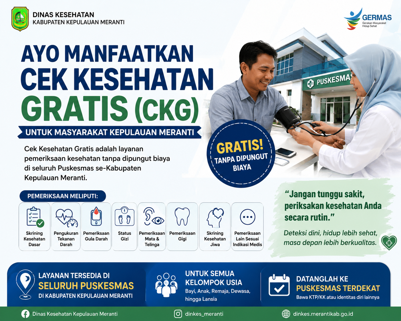 Ayo Cek Kesehatan Gratis, Bisa di Seluruh Puskesmas di Kepulauan Meranti