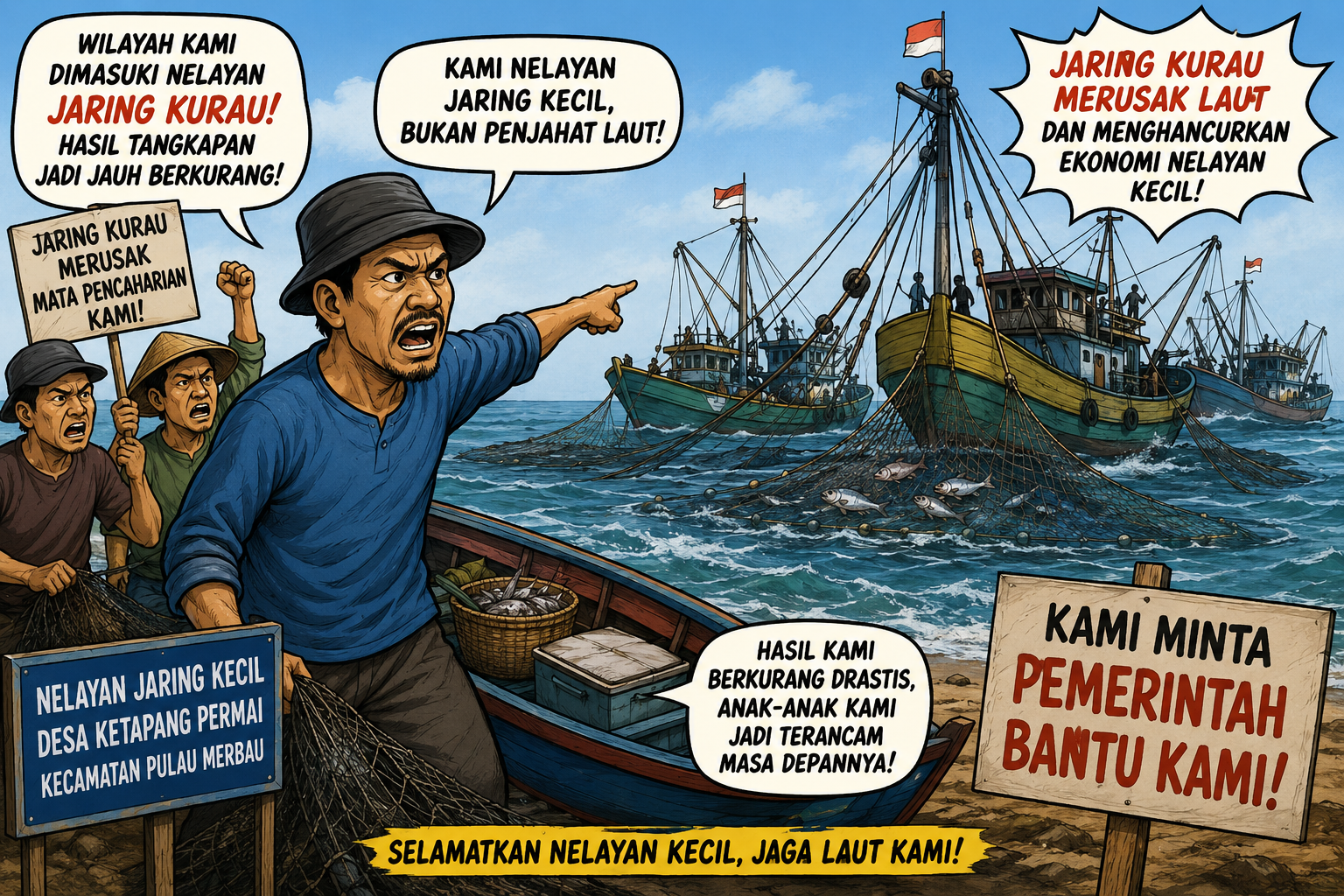 Nelayan Ketapang Permai Keluhkan Jaring Kurau Beroperasi di Wilayahnya