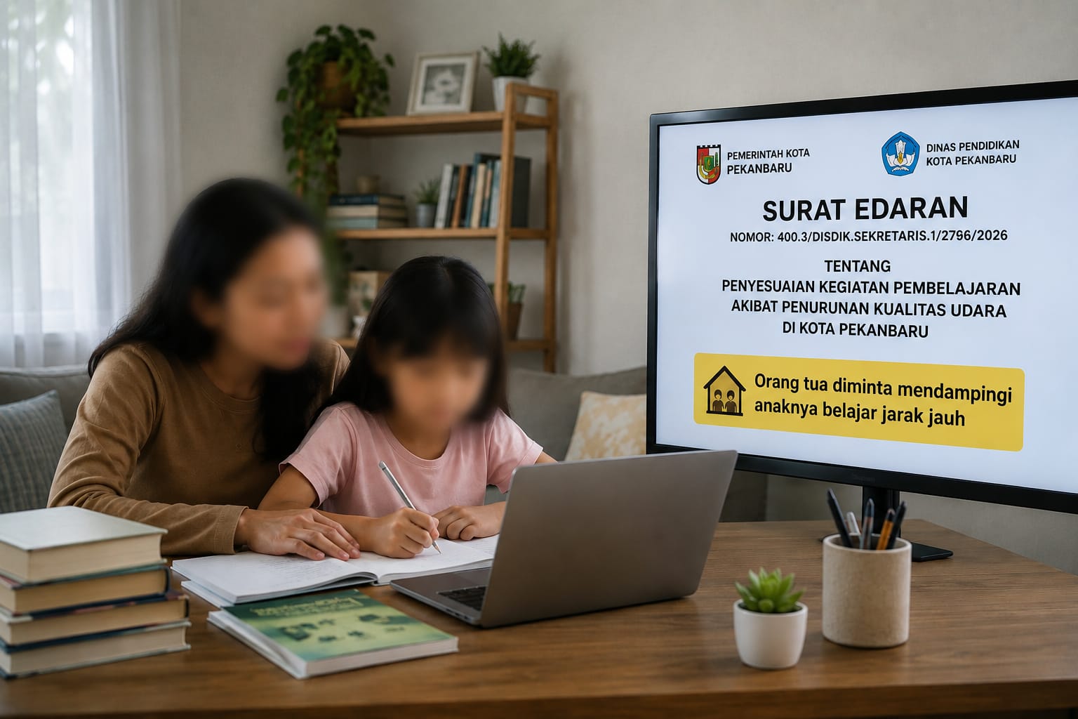 Kualitas Udara Memburuk, Siswa Pekanbaru Belajar dari Rumah