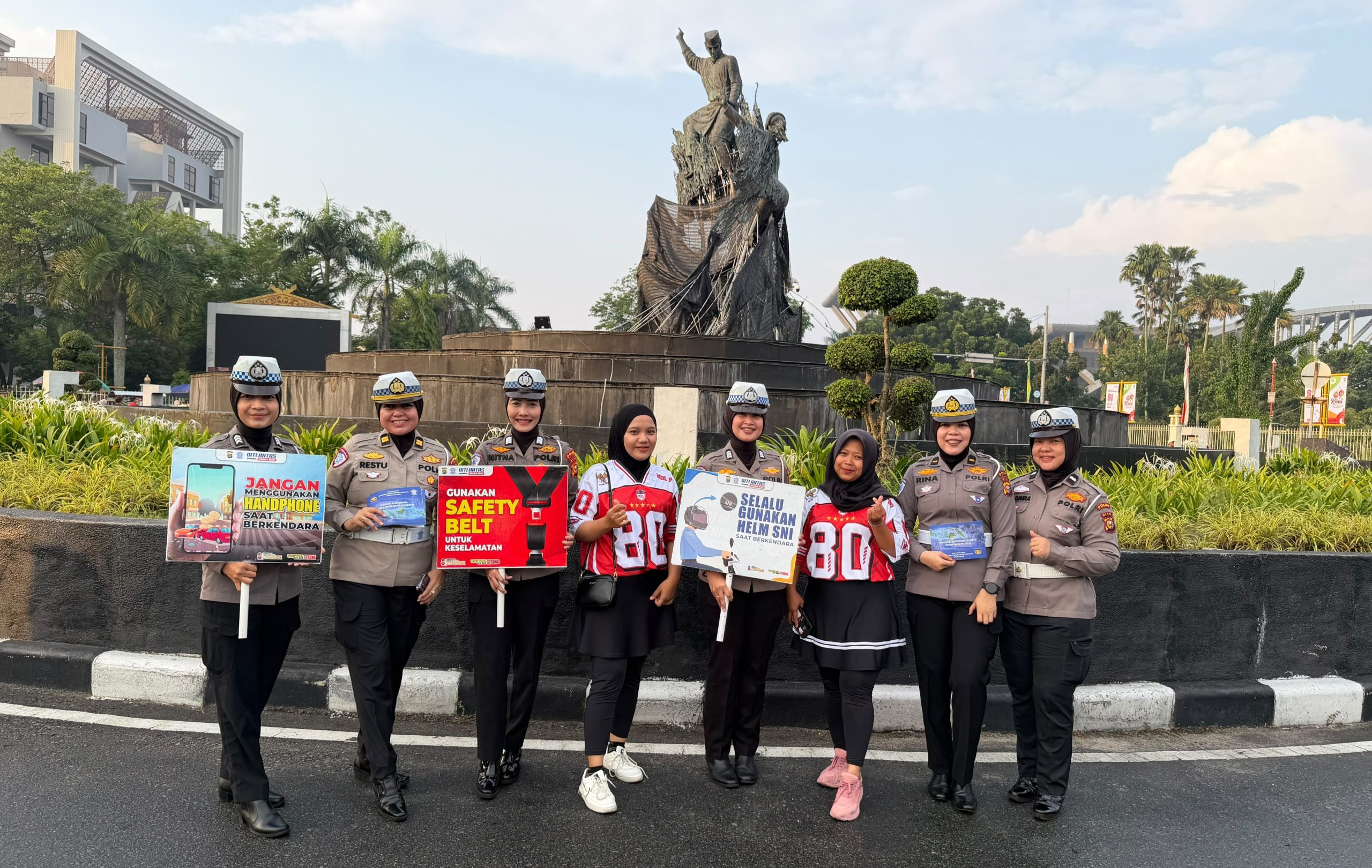 Polantas Karib Edukasi Warga di CFD Pekanbaru, Keselamatan Berlalu Lintas