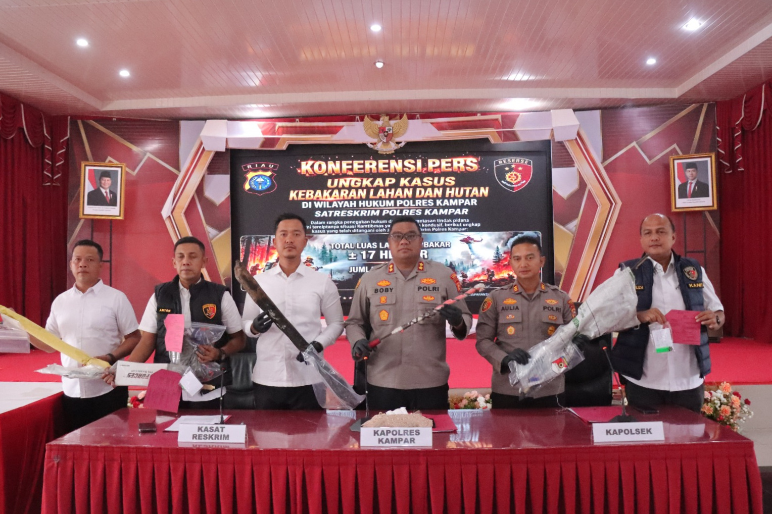 Dua Pekan, Empat Pembakar Lahan Ditangkap Polres Kampar